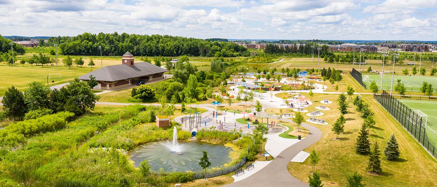 Aerial view of parklands