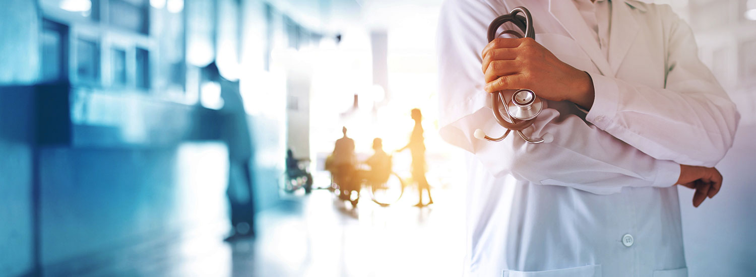 image of doctor holding a stethoscope