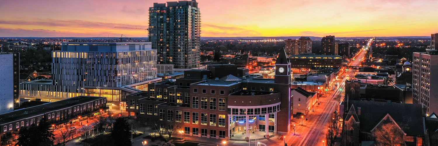 Banner - Image of downtown Brampton overhead at night