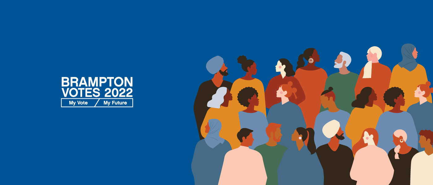 Municipal election banner - crowd of people - illustration
