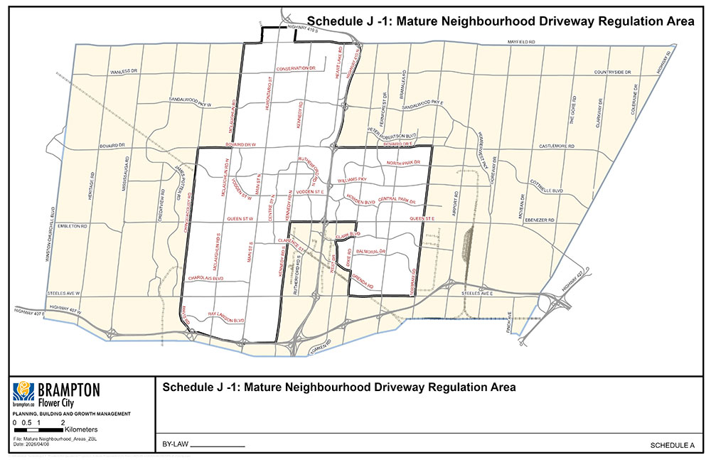 Driveway Regulation Areas in the City of Brampton 