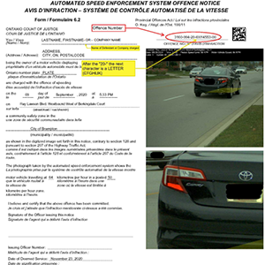 Sample Automated Speed Enforcement Notice