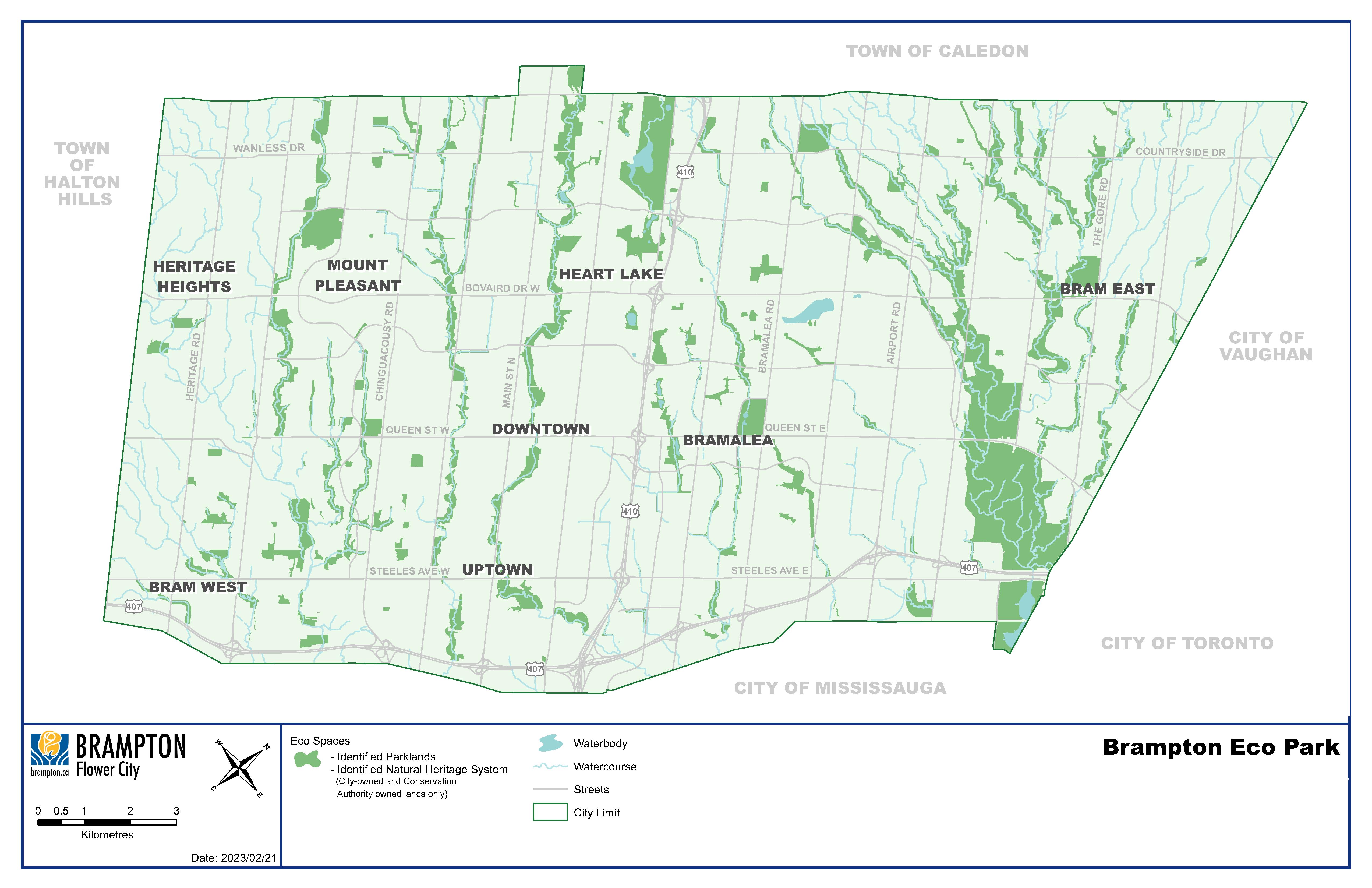 Eco Park Map Identifiying Parklands and Natural Heritage System