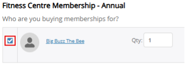 Screenshot showing the membership holder selection screen