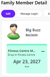 Screenshot of the My Info screen showing a green tile for an active membership