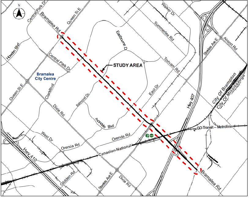 Map of Bramalea Road Study Area